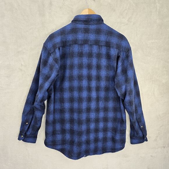 HOLES Pendleton Shirt Mens Medium Blue Plaid Virgin Wool Button Down Long Sleeve - Picture 10 of 12